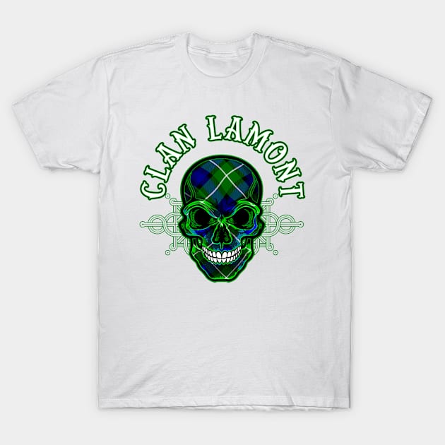 Scottish Clan Lamont Tartan Celtic Skull T-Shirt by Celtic Folk